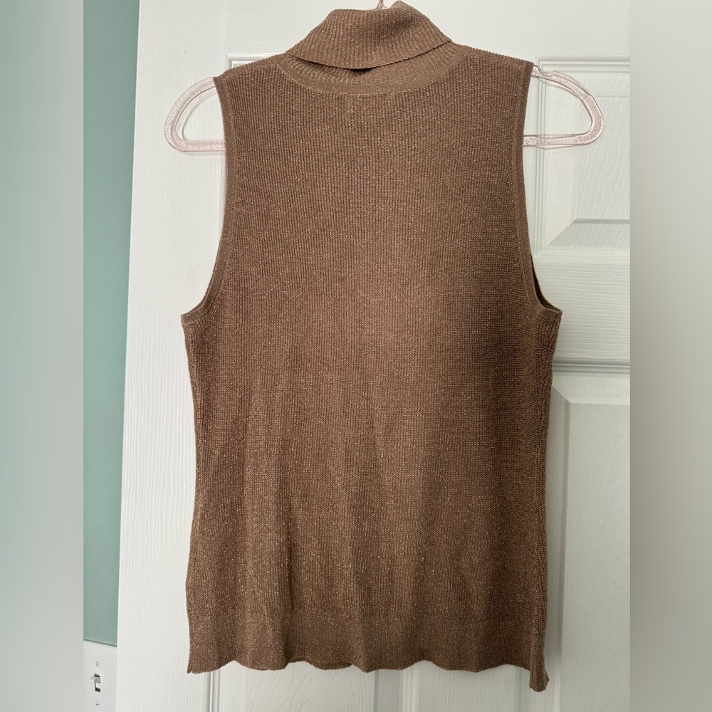 L’agence Metallic Gold Sleeveless Turtleneck Top - Picture 3 of 7
